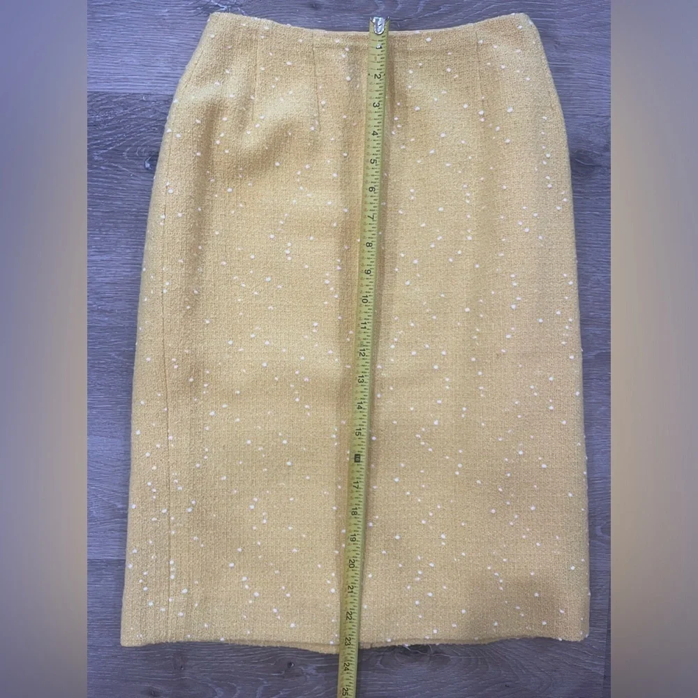 Carlisle Vintage Wool Pencil Skirt Yellow Boucle Size Small